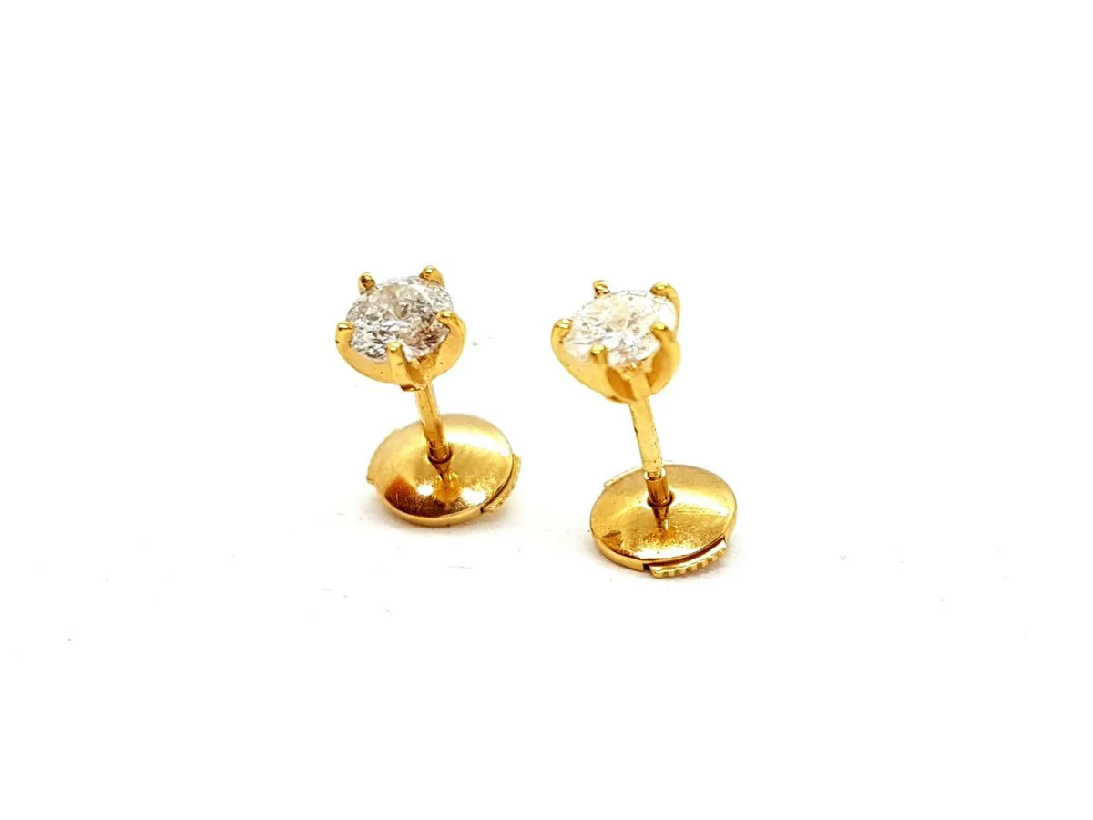 Boucles d'oreilles Puces Or jaune Diamant - Image 3