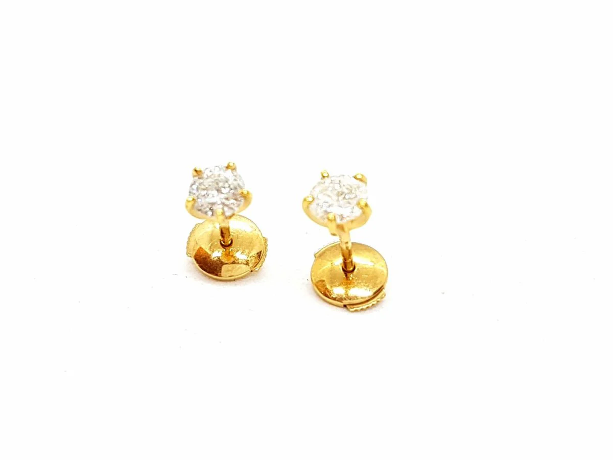 Boucles d'oreilles Puces Or jaune Diamant - Image 4