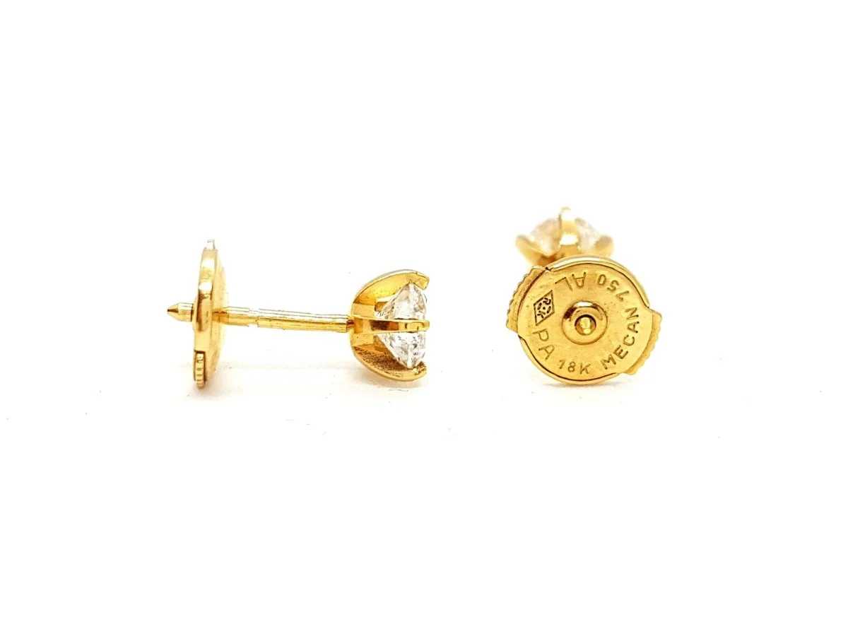 Boucles d'oreilles Puces Or jaune Diamant - Image 9