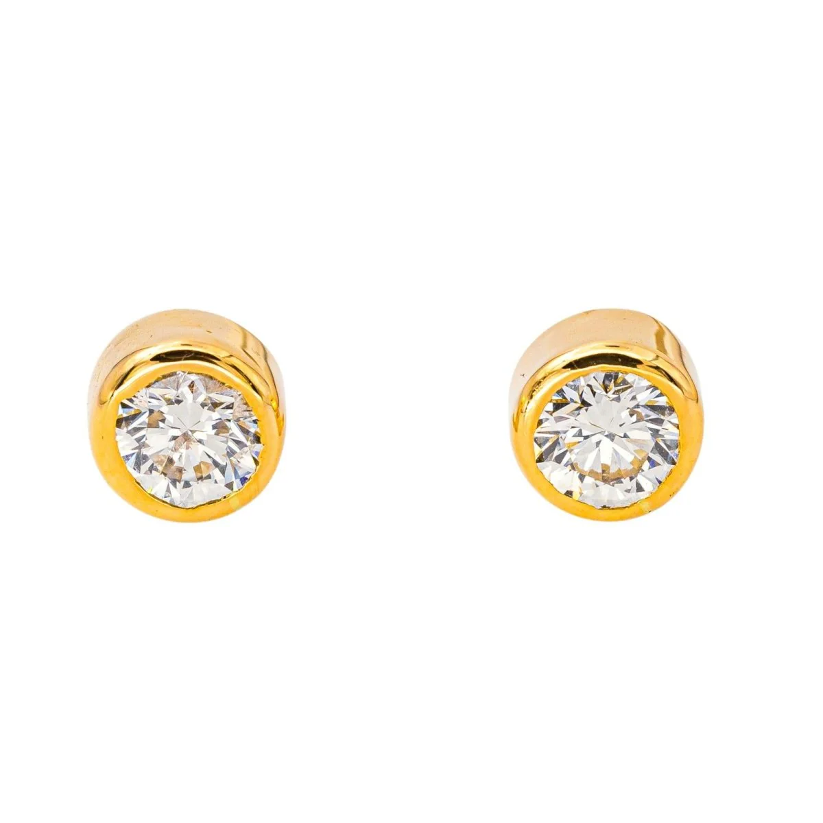 Boucles d'oreilles Puces en or jaune et diamants