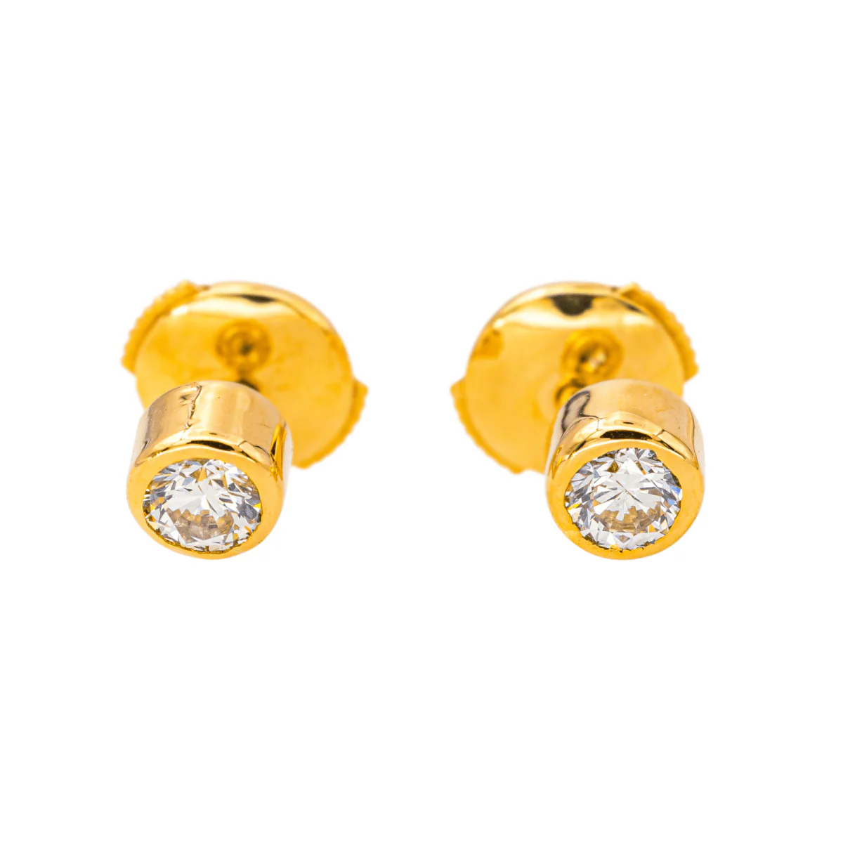 Boucles d'oreilles Puces en or jaune et diamants - Image 3