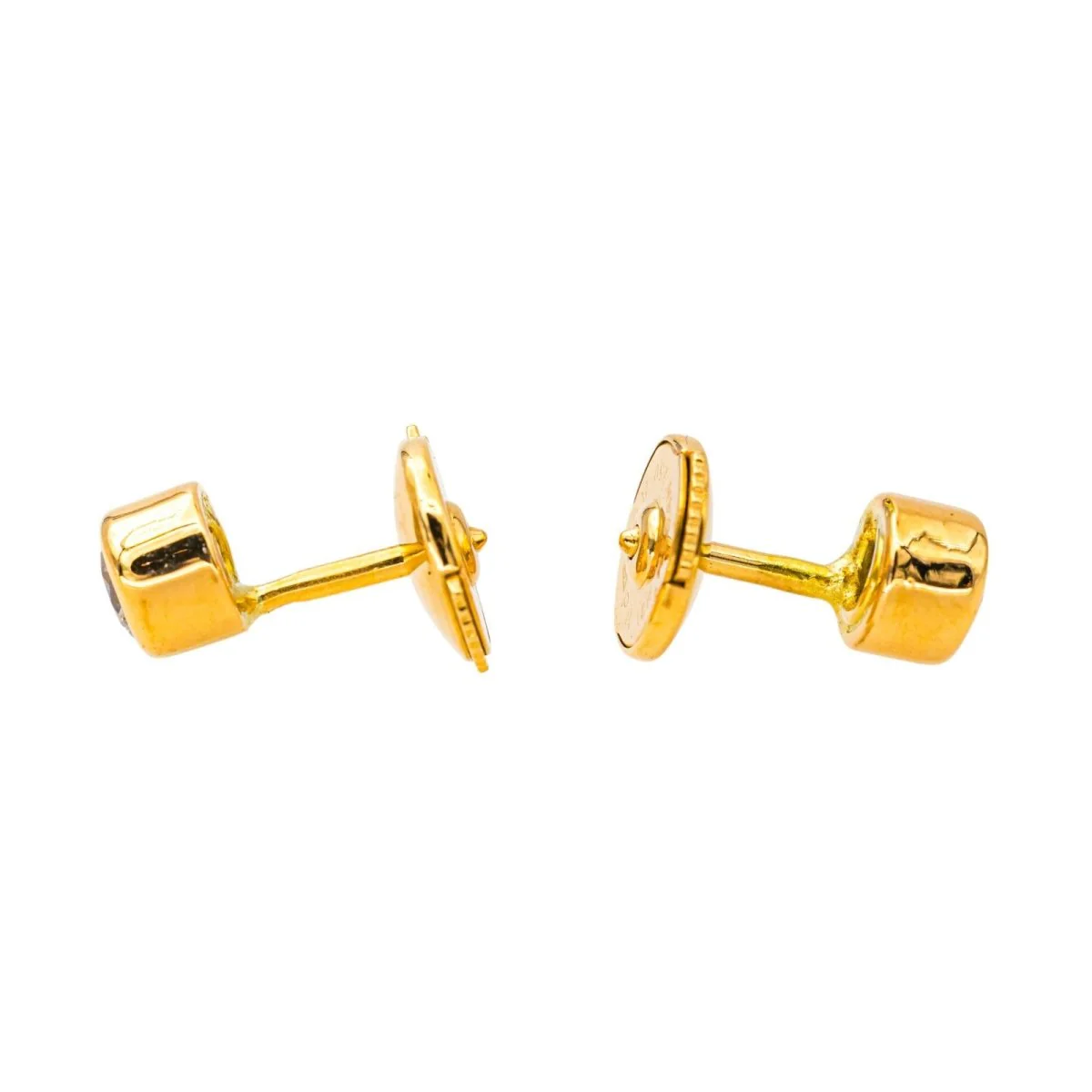 Boucles d'oreilles Puces en or jaune et diamants - Image 4