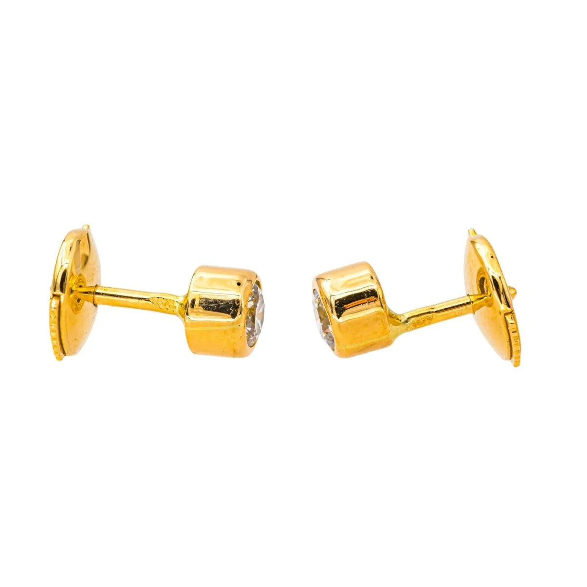 Boucles d'oreilles Puces en or jaune et diamants - Image 6