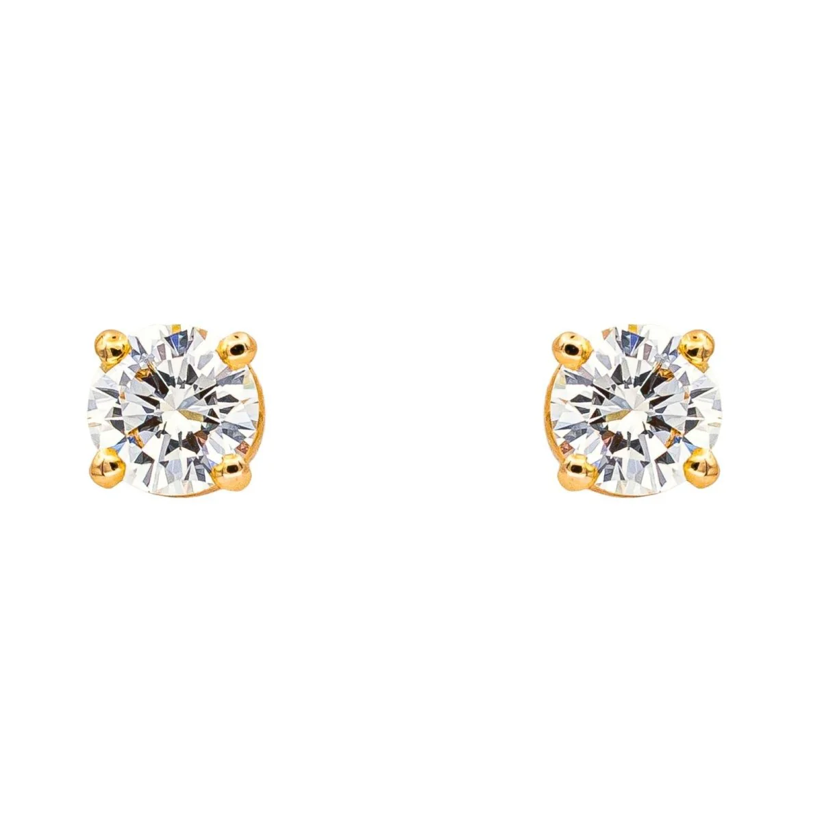 Boucles d'oreilles Puces en or jaune et diamants