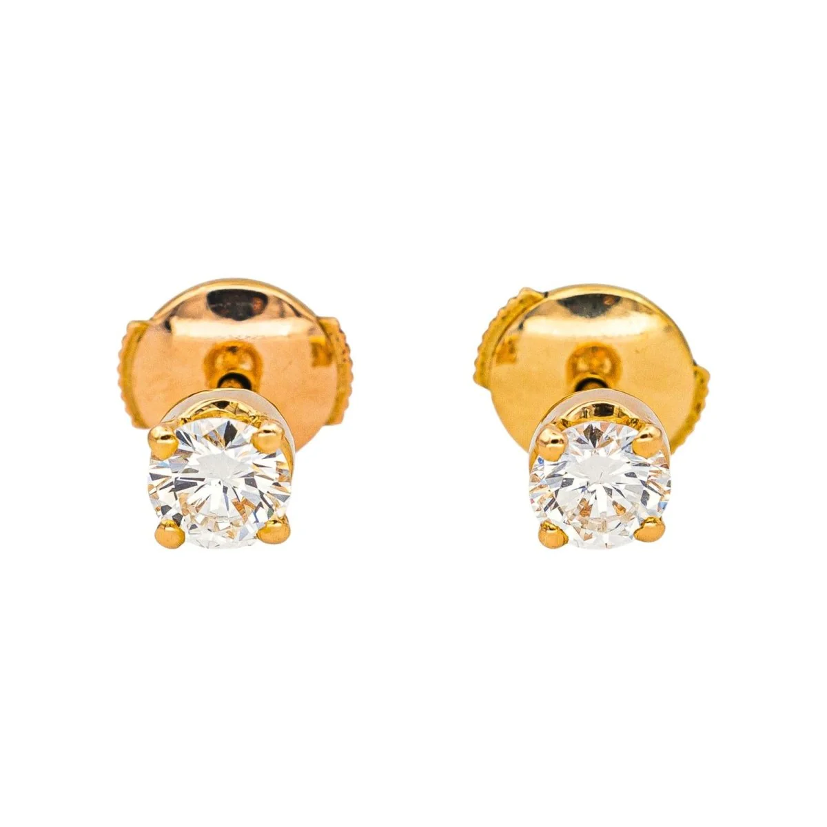 Boucles d'oreilles Puces en or jaune et diamants - Image 3
