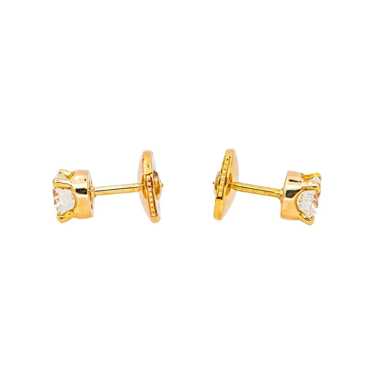 Boucles d'oreilles Puces en or jaune et diamants - Image 4