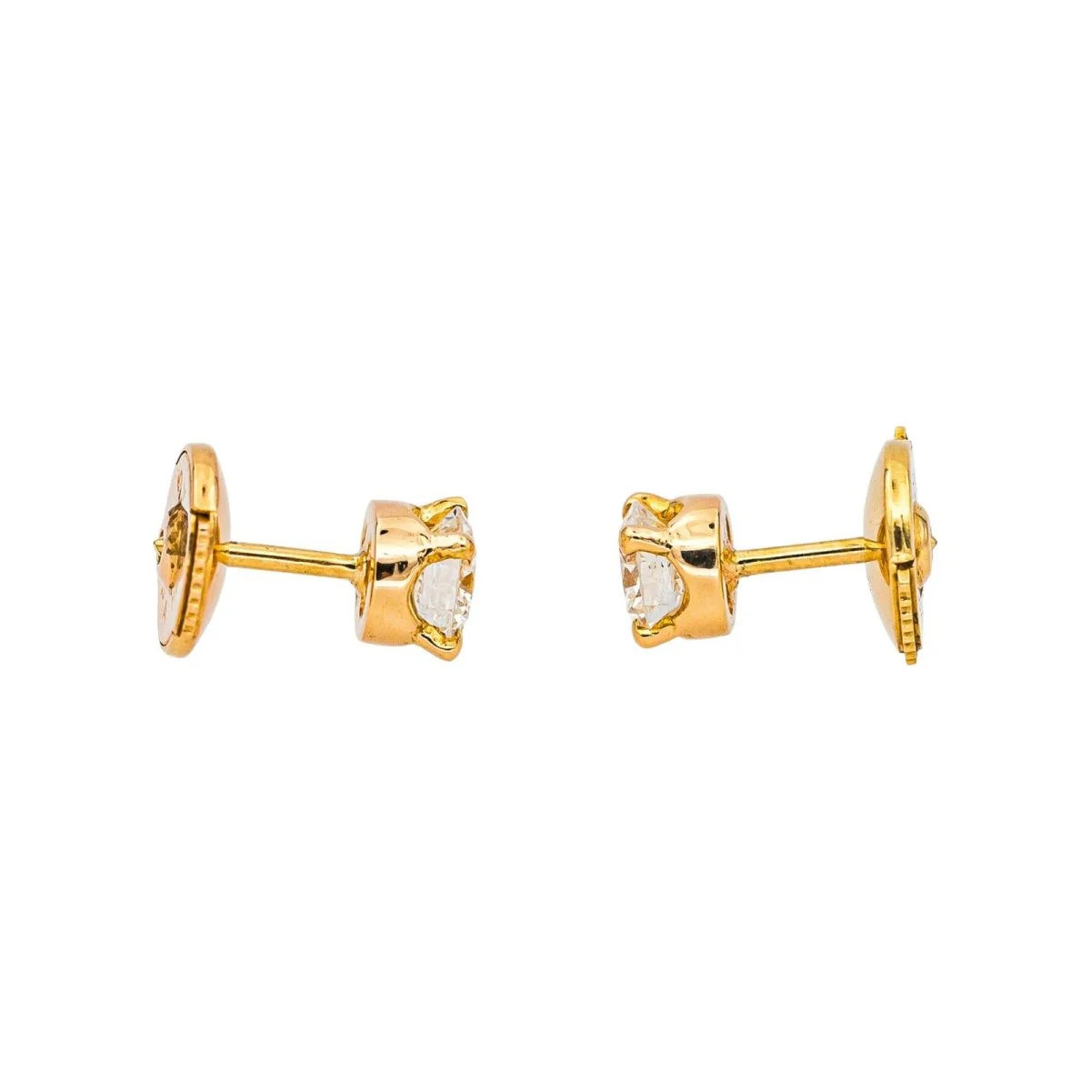 Boucles d'oreilles Puces en or jaune et diamants - Image 5