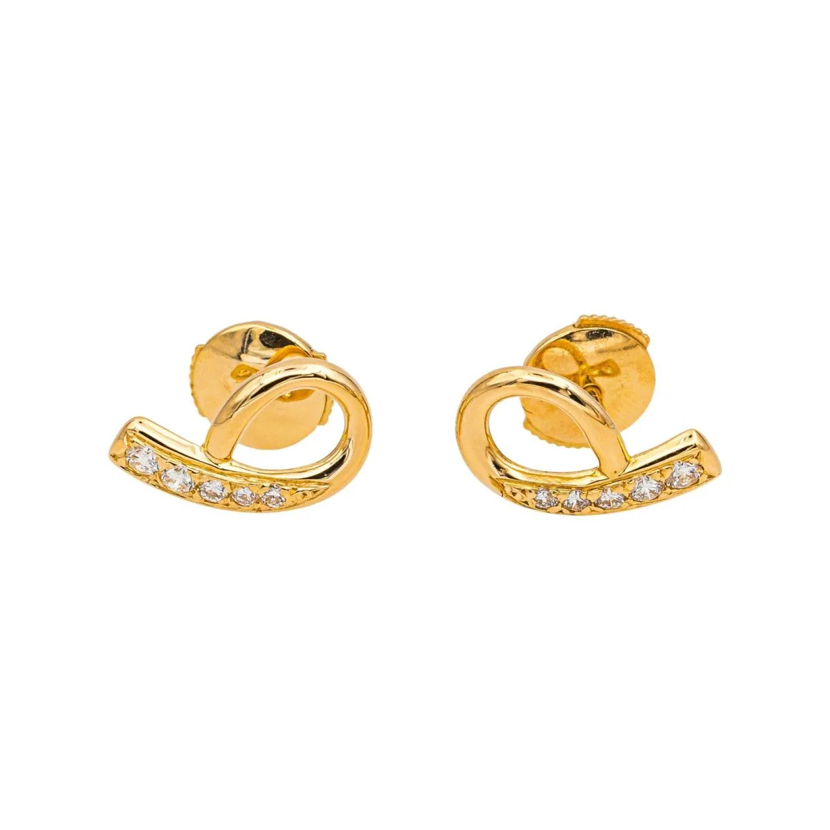 Boucles d'oreilles Puces en or jaune et diamants - Image 3
