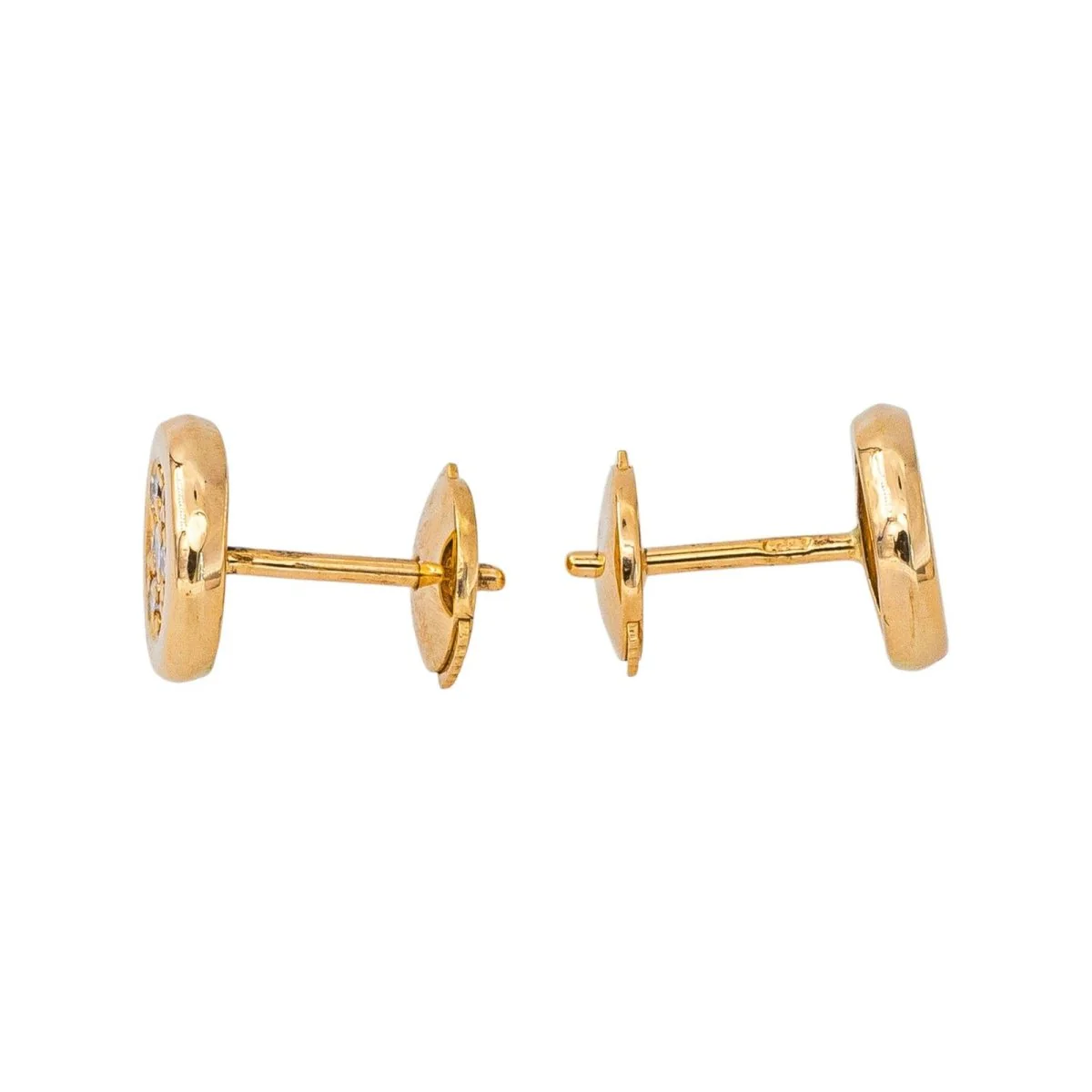 Boucles d'oreilles Puces en or jaune et diamants - Image 4