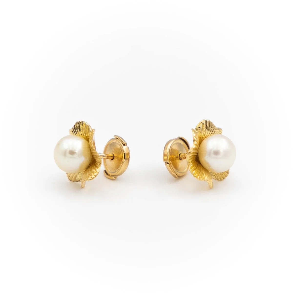 Boucles d'oreilles Puces Or jaune Perle - Image 8