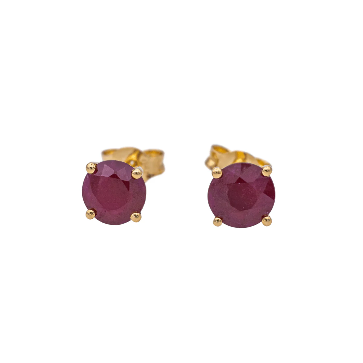 Boucles d'oreilles Puces en or jaune et rubis - Image 3