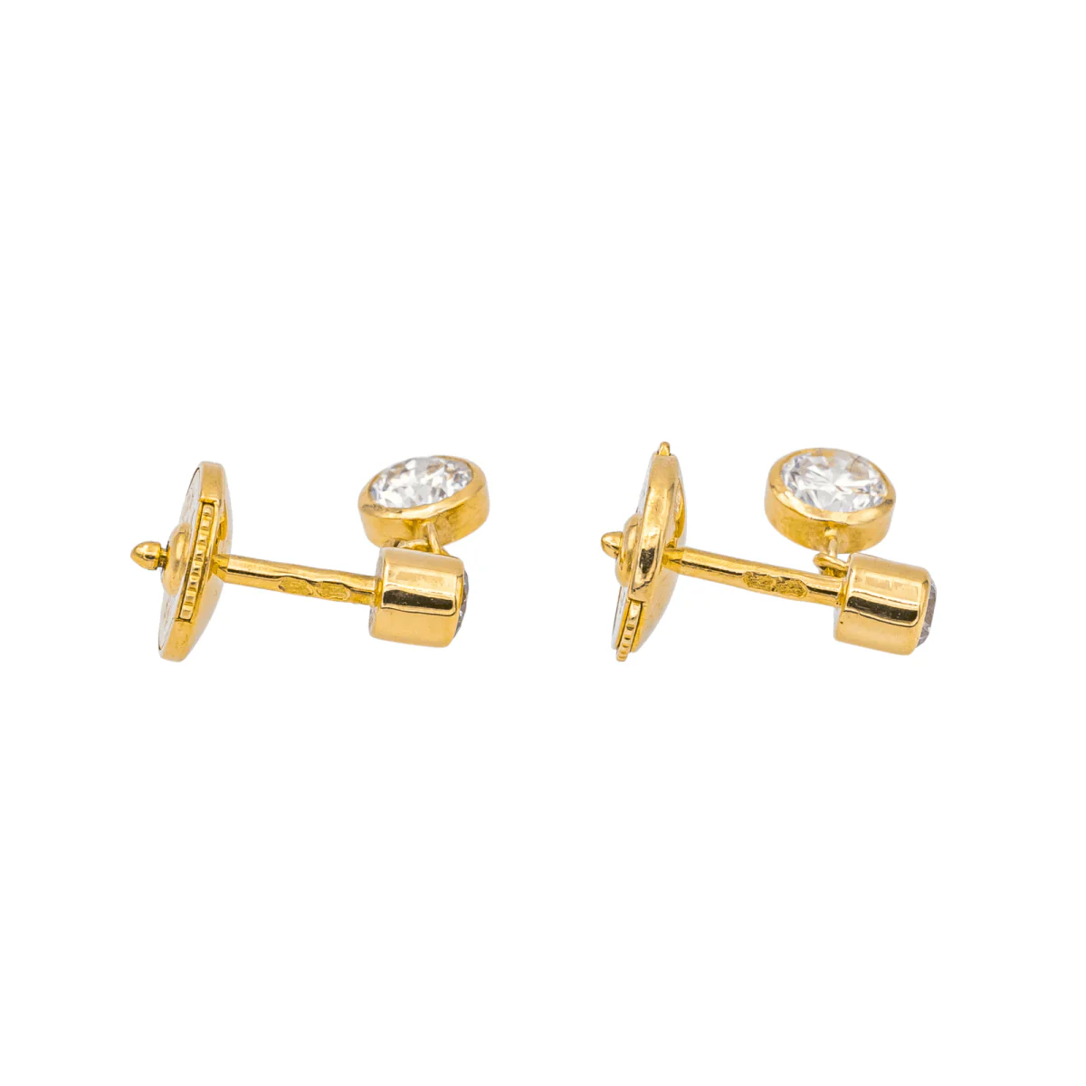 Boucles d'oreilles Puces en or rose et diamants - Image 6