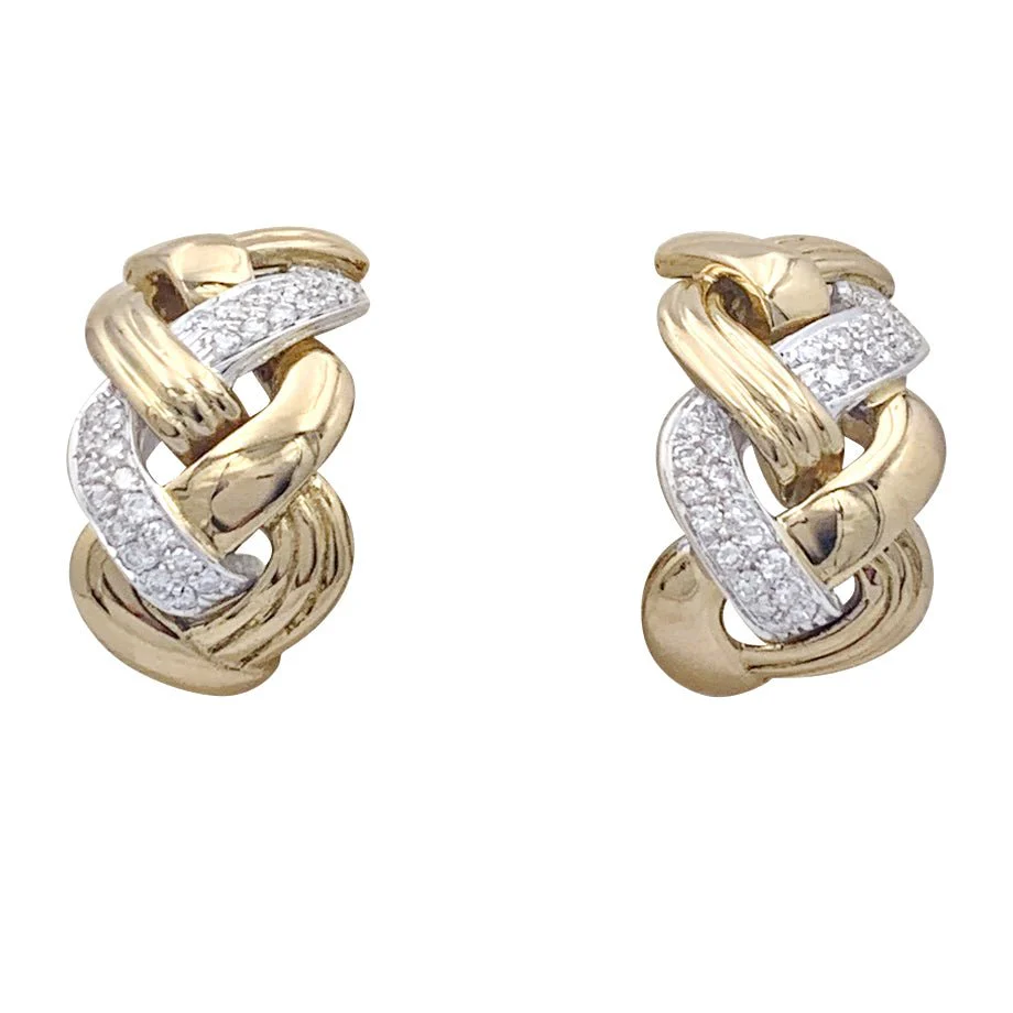 Boucles d'oreilles REPOSSI "Tresse" or et diamants