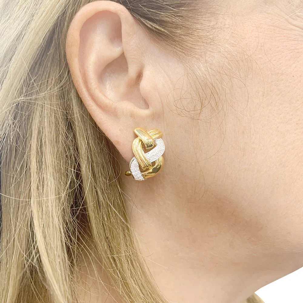 Boucles d'oreilles REPOSSI "Tresse" or et diamants - Image 2