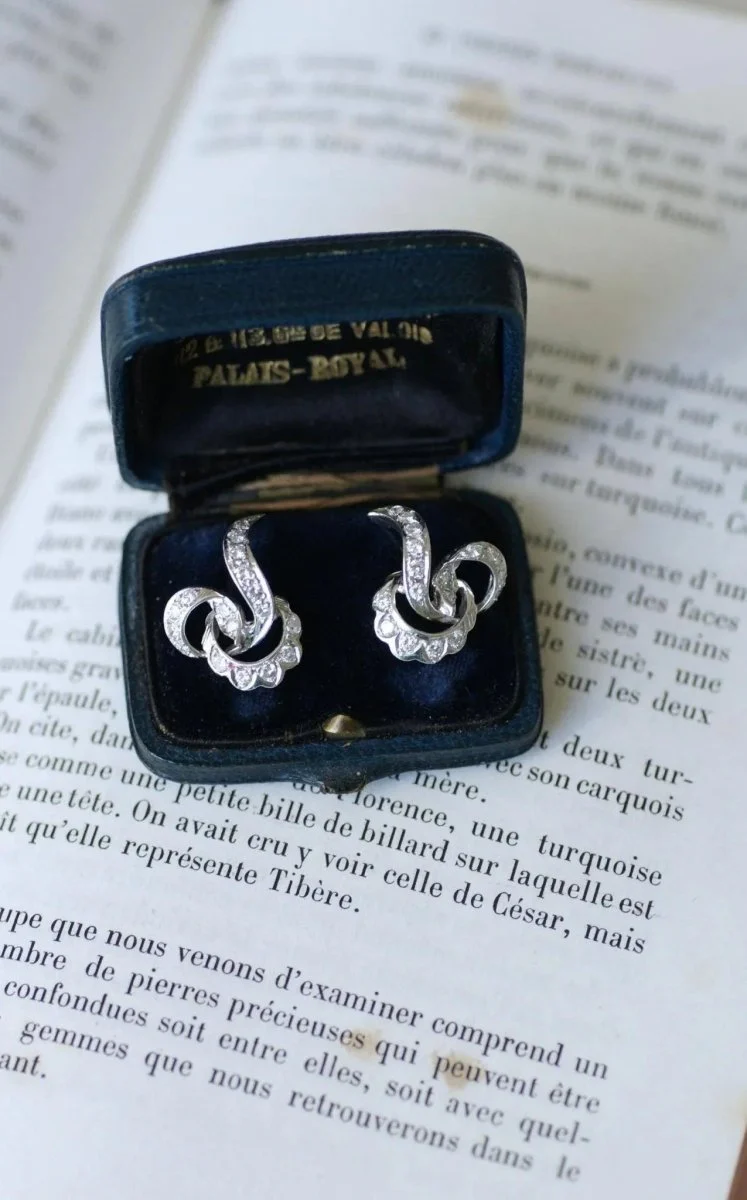 Boucles d'Oreilles Volutes Diamant Or Blanc - Image 3