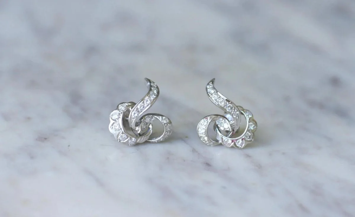 Boucles d'Oreilles Volutes Diamant Or Blanc - Image 4