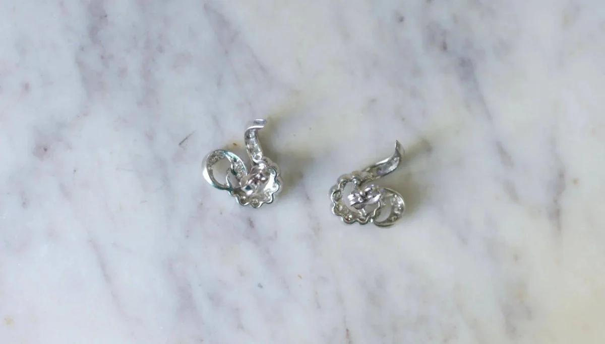 Boucles d'Oreilles Volutes Diamant Or Blanc - Image 5