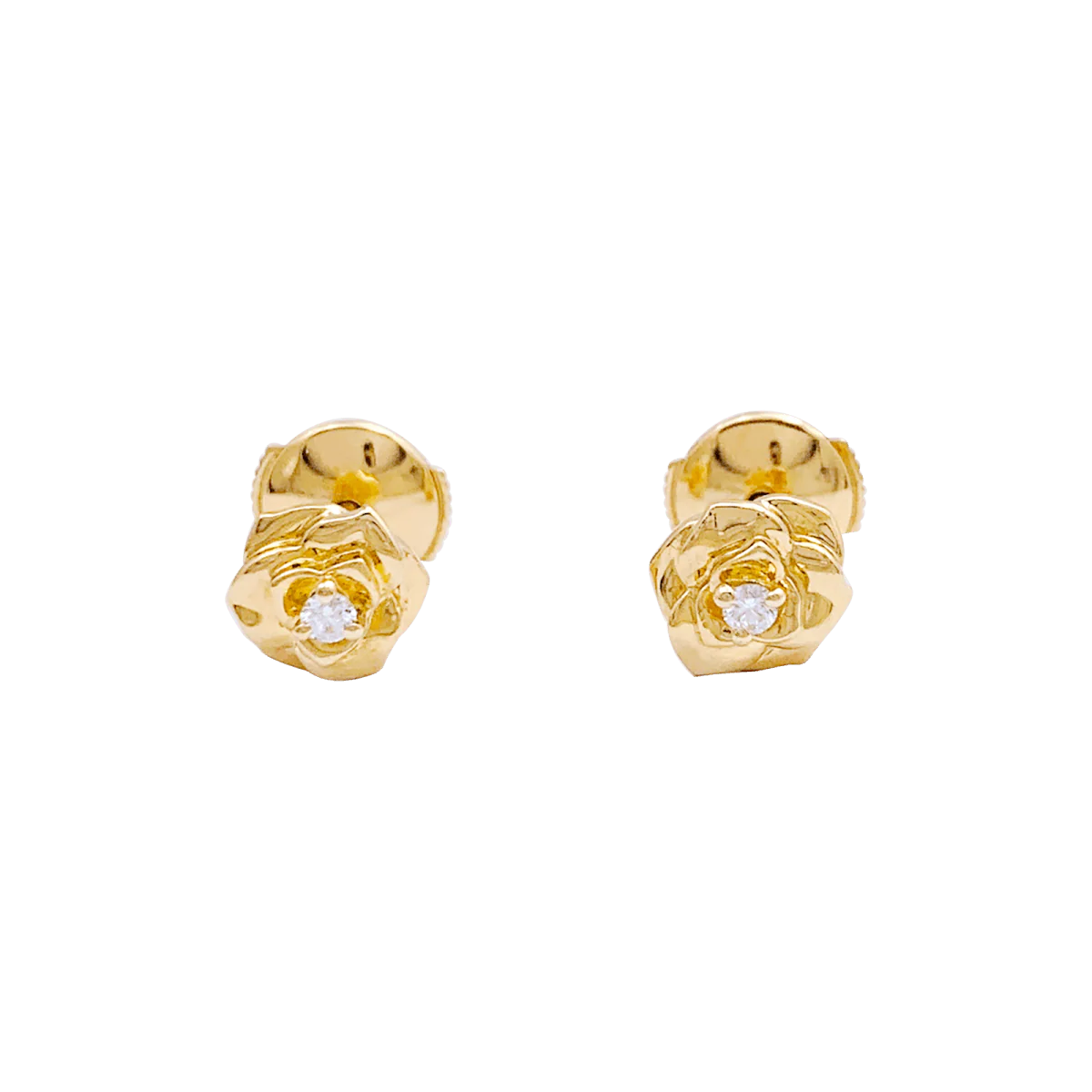 Boucles d'oreilles PIAGET "Rose Piaget" en or jaune et diamants