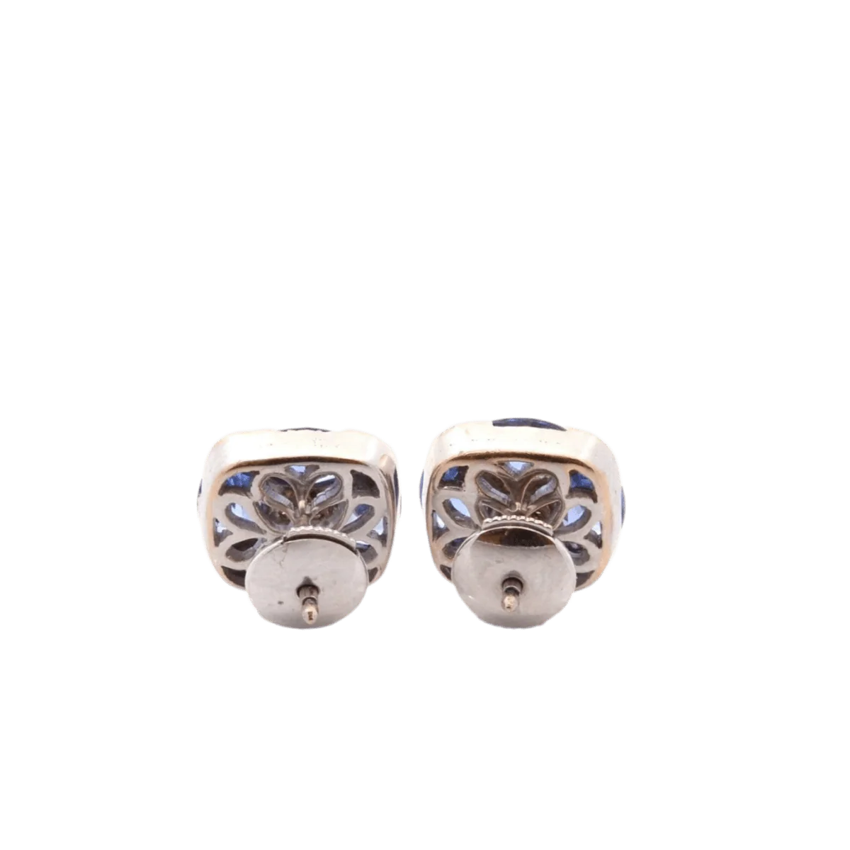 Boucles d'oreilles Clous en or blanc, saphirs et diamants - Image 2