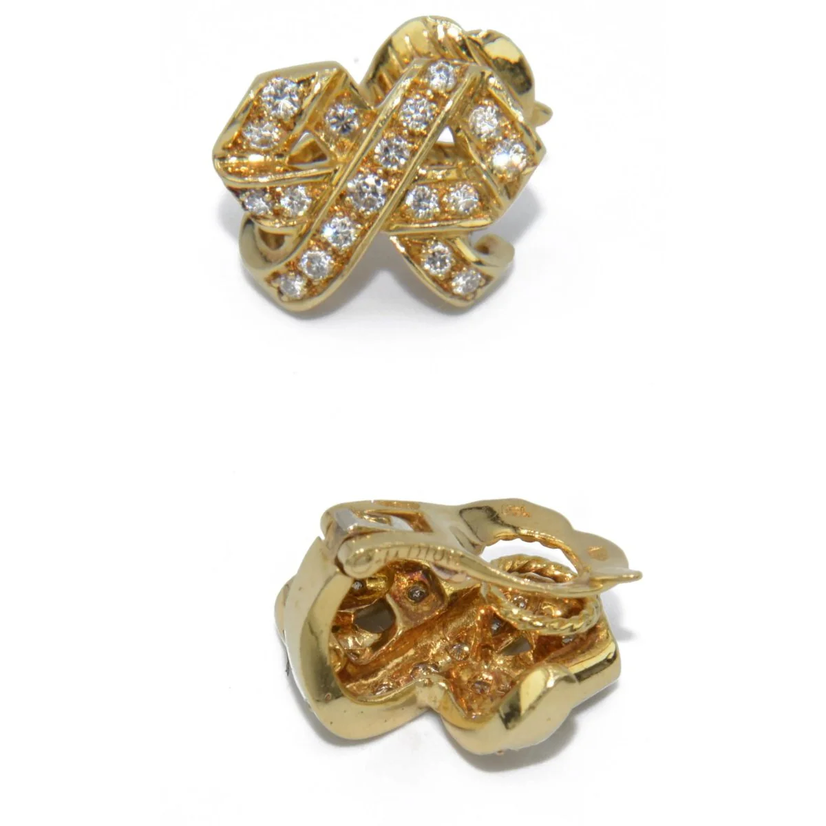Boucles d'oreilles signée de la maison Dior en or jaune et diamant - Image 3