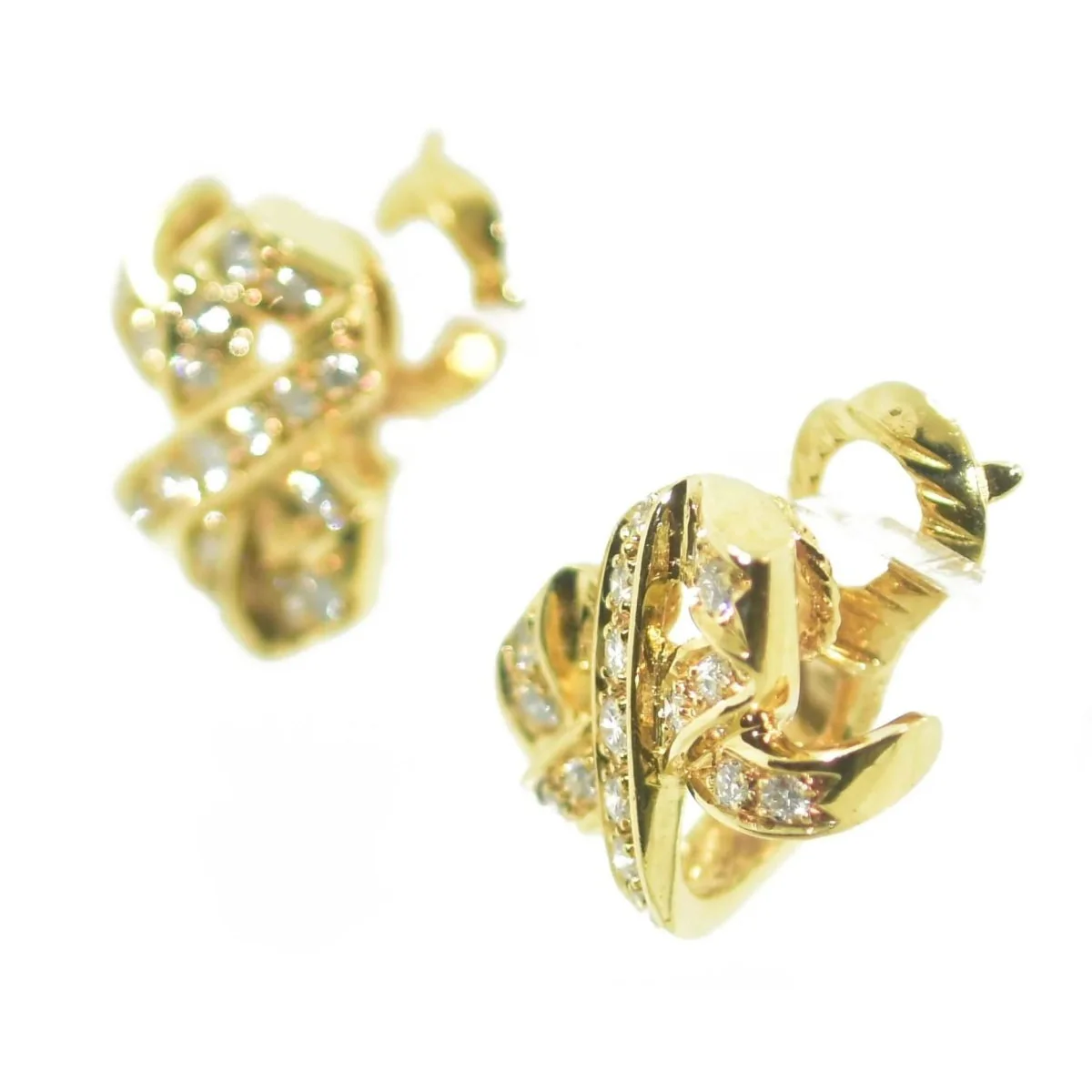 Boucles d'oreilles signée de la maison Dior en or jaune et diamant - Image 4