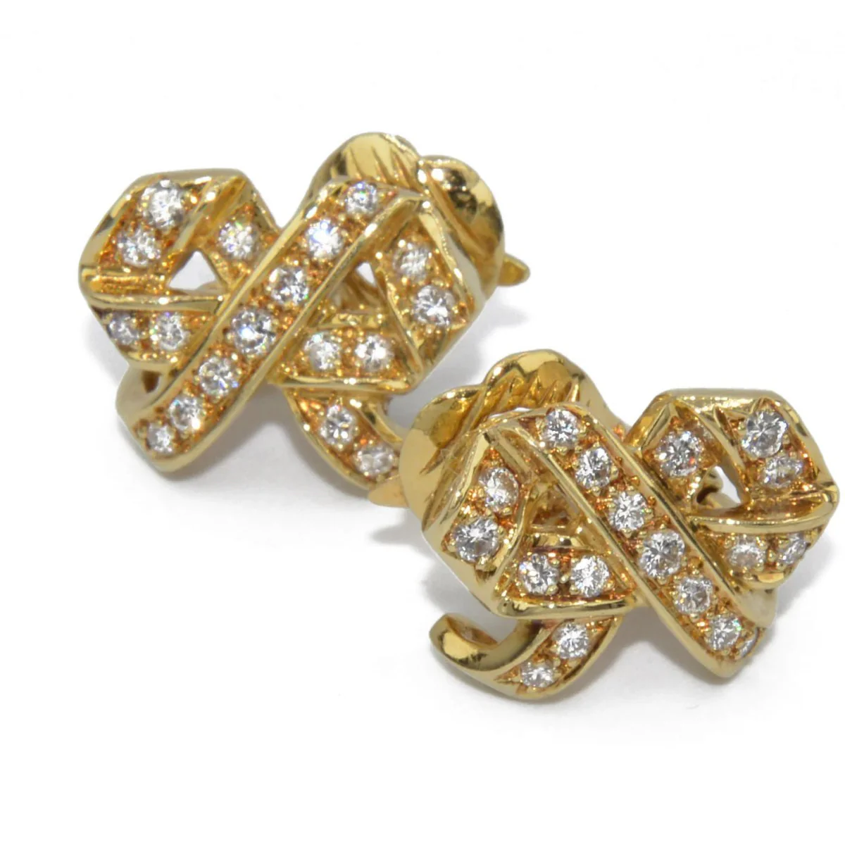 Boucles d'oreilles signée de la maison Dior en or jaune et diamant - Image 6