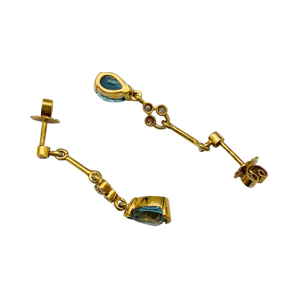 Boucles d'oreilles Stern, or jaune, aigues marines et diamants - Image 2