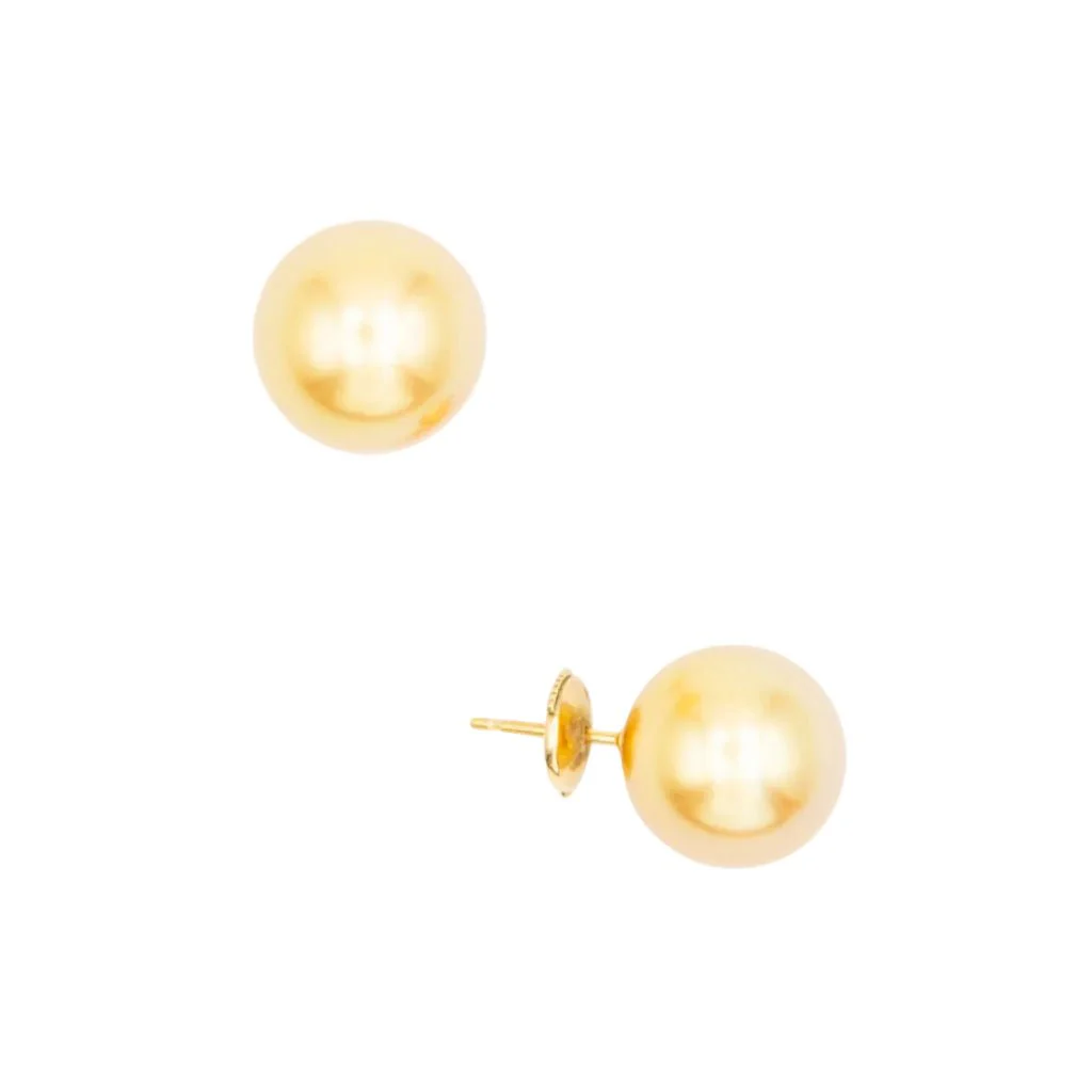 Boucles d'oreilles Puces TASAKI en or jaune et perles - Image 3