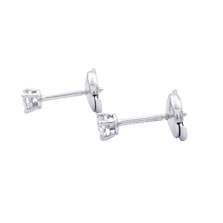 Boucles d'oreilles Puces TIFFANY & CO. en platine et diamants - Image 3