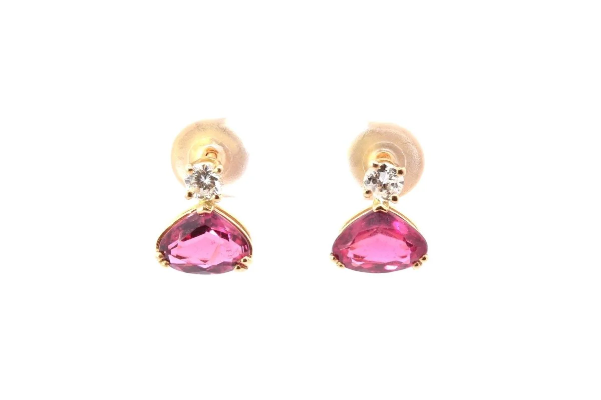 Boucles d'oreilles tourmaline et diamants
