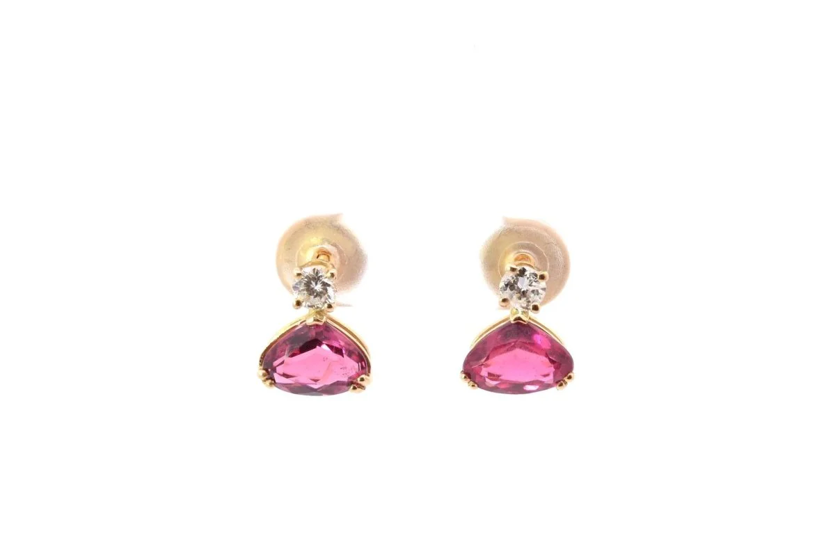 Boucles d'oreilles tourmaline et diamants - Image 2