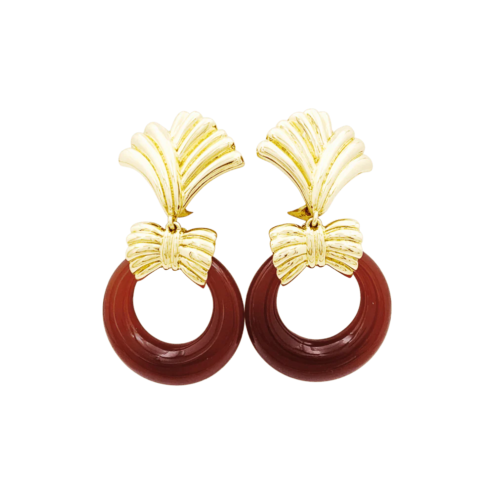 Boucles d'oreilles Clips VAN CLEEF & ARPELS en or jaune et pierres dures