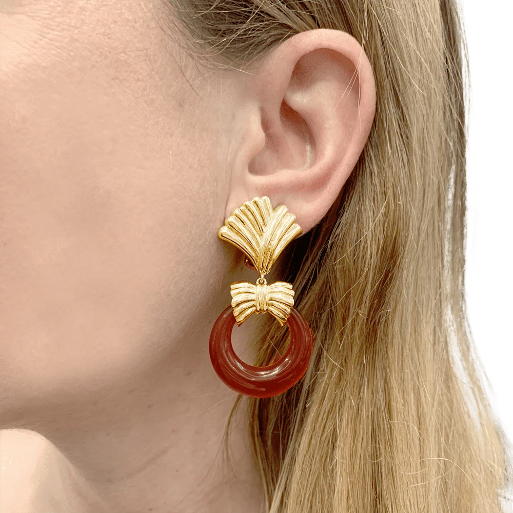 Boucles d'oreilles Clips VAN CLEEF & ARPELS en or jaune et pierres dures - Image 2