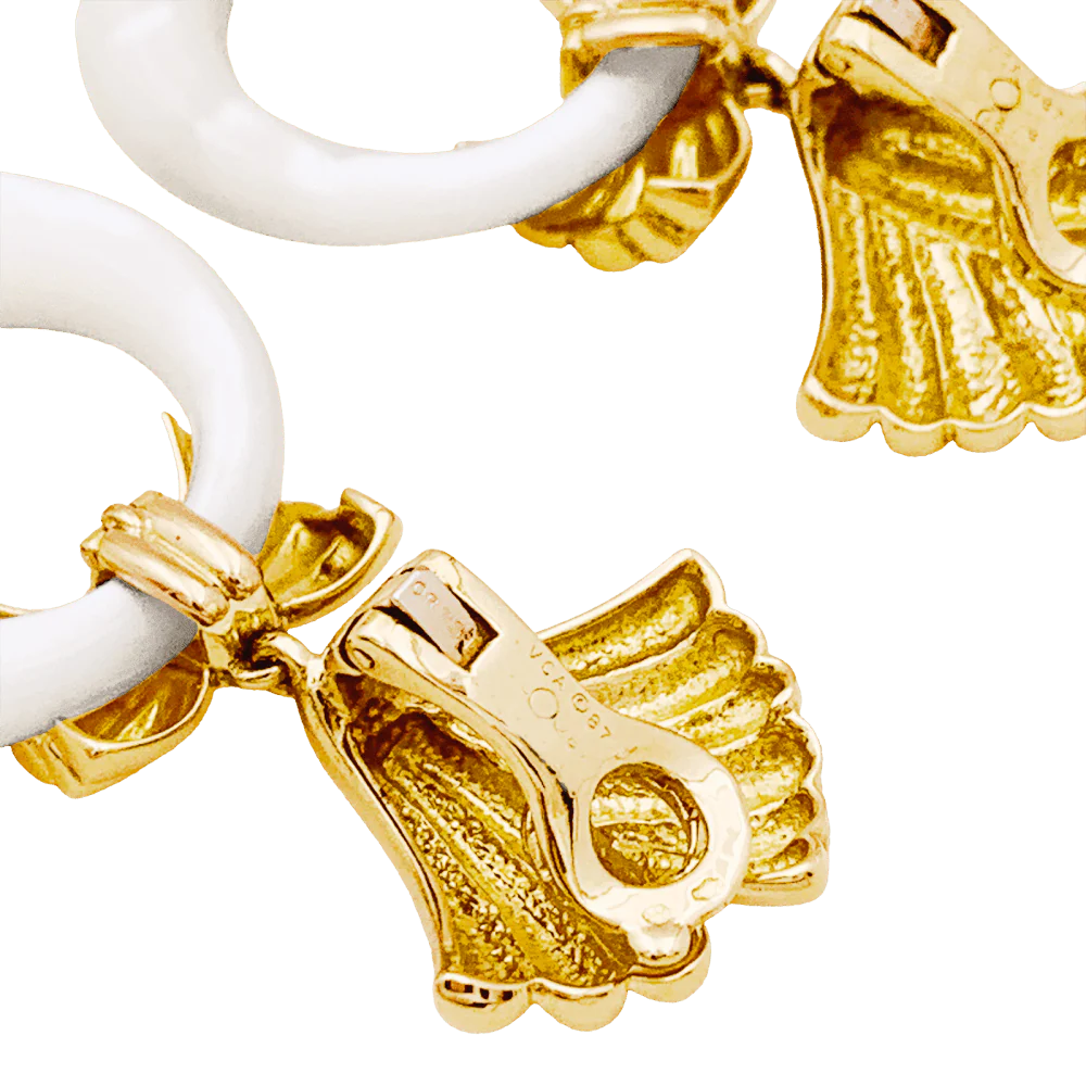 Boucles d'oreilles Clips VAN CLEEF & ARPELS en or jaune et pierres dures - Image 8