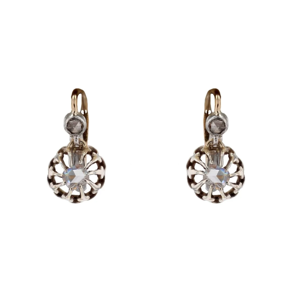 Boucles d'oreilles Dormeuses en or jaune et diamants