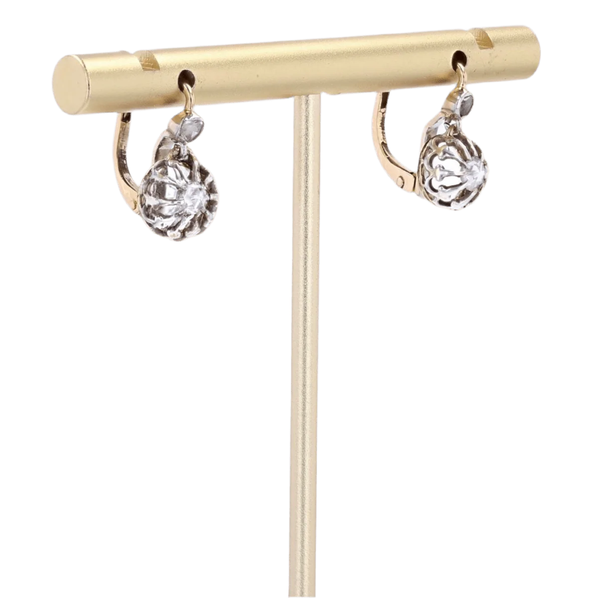 Boucles d'oreilles Dormeuses en or jaune et diamants - Image 3