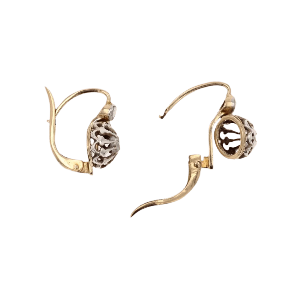 Boucles d'oreilles Dormeuses en or jaune et diamants - Image 5