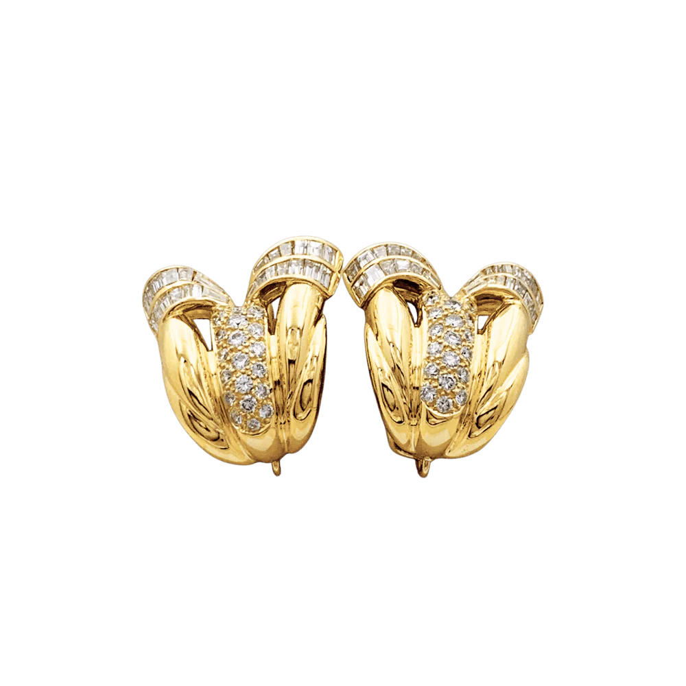 Boucles d'oreilles Clips en or jaune et diamants