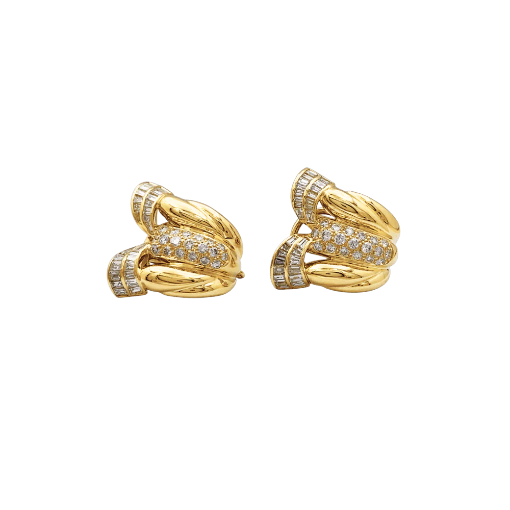 Boucles d'oreilles Clips en or jaune et diamants - Image 3