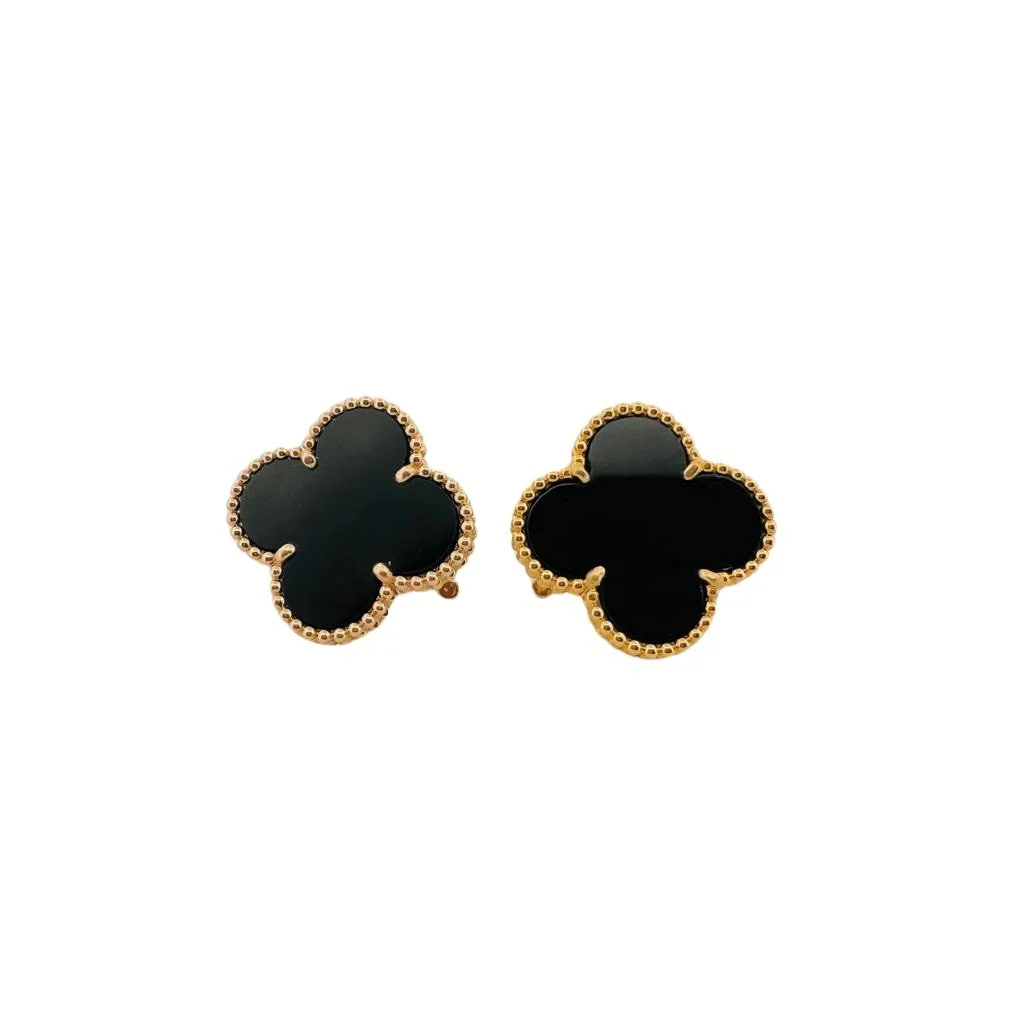 Boucles d'oreilles Clips VAN CLEEF & ARPELS en or jaune et onyx