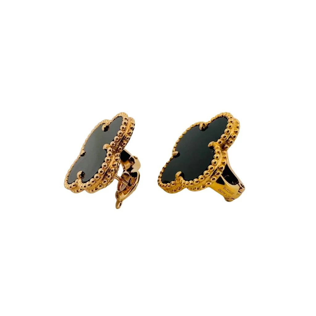 Boucles d'oreilles Clips VAN CLEEF & ARPELS en or jaune et onyx - Image 3