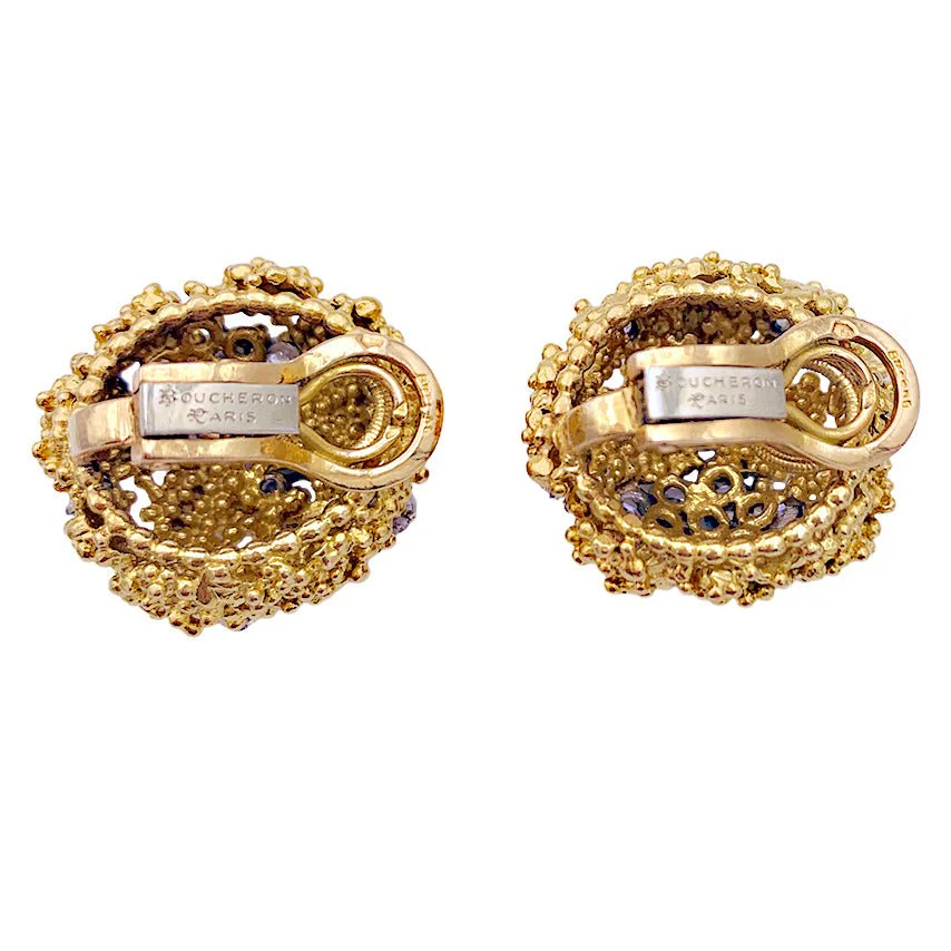 Boucles d'oreilles BOUCHERON en or jaune, platine et diamants. - Image 4