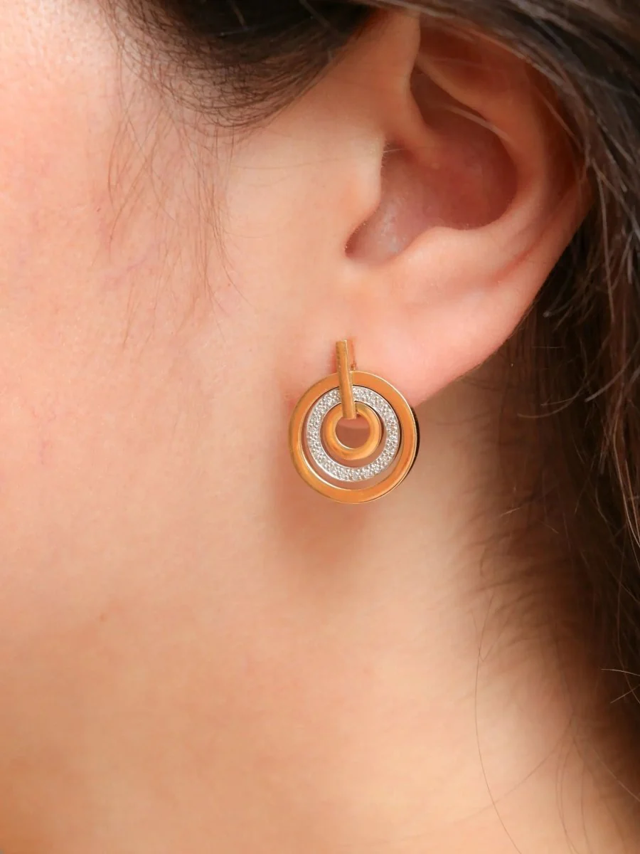 Boucles d'oreilles vintage or diamants - Image 2