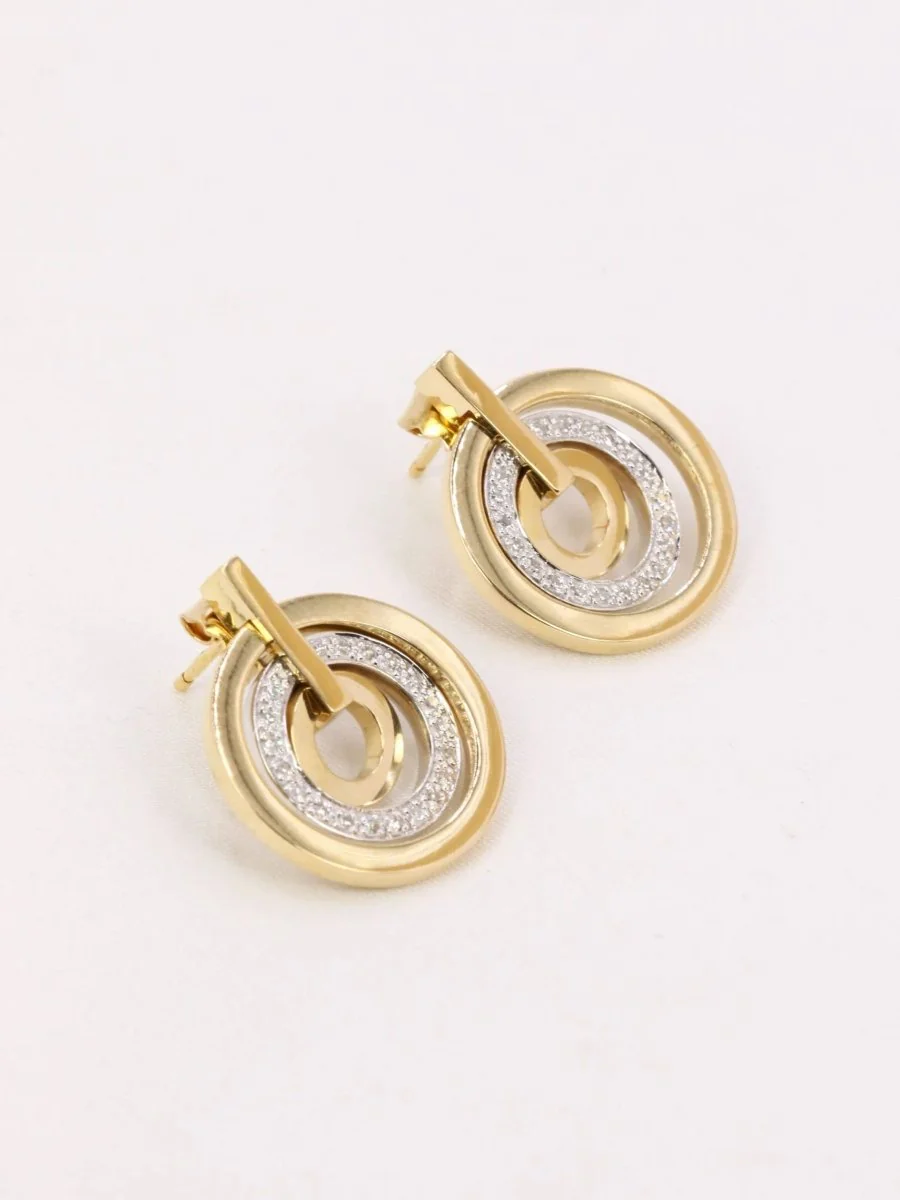 Boucles d'oreilles vintage or diamants - Image 4