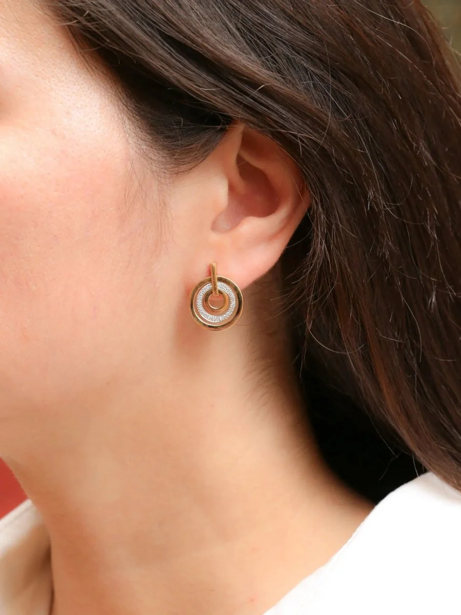 Boucles d'oreilles vintage or diamants - Image 6
