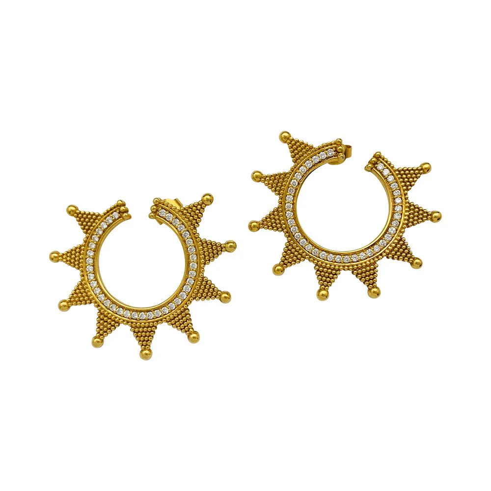 Boucles d'oreilles Zolotas, "Helios" en or jaune et diamants