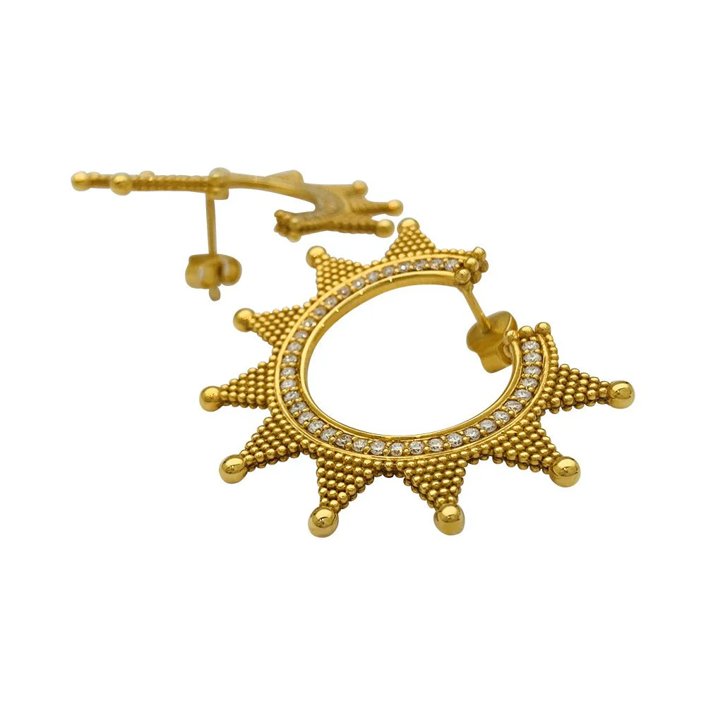 Boucles d'oreilles Zolotas, "Helios" en or jaune et diamants - Image 2