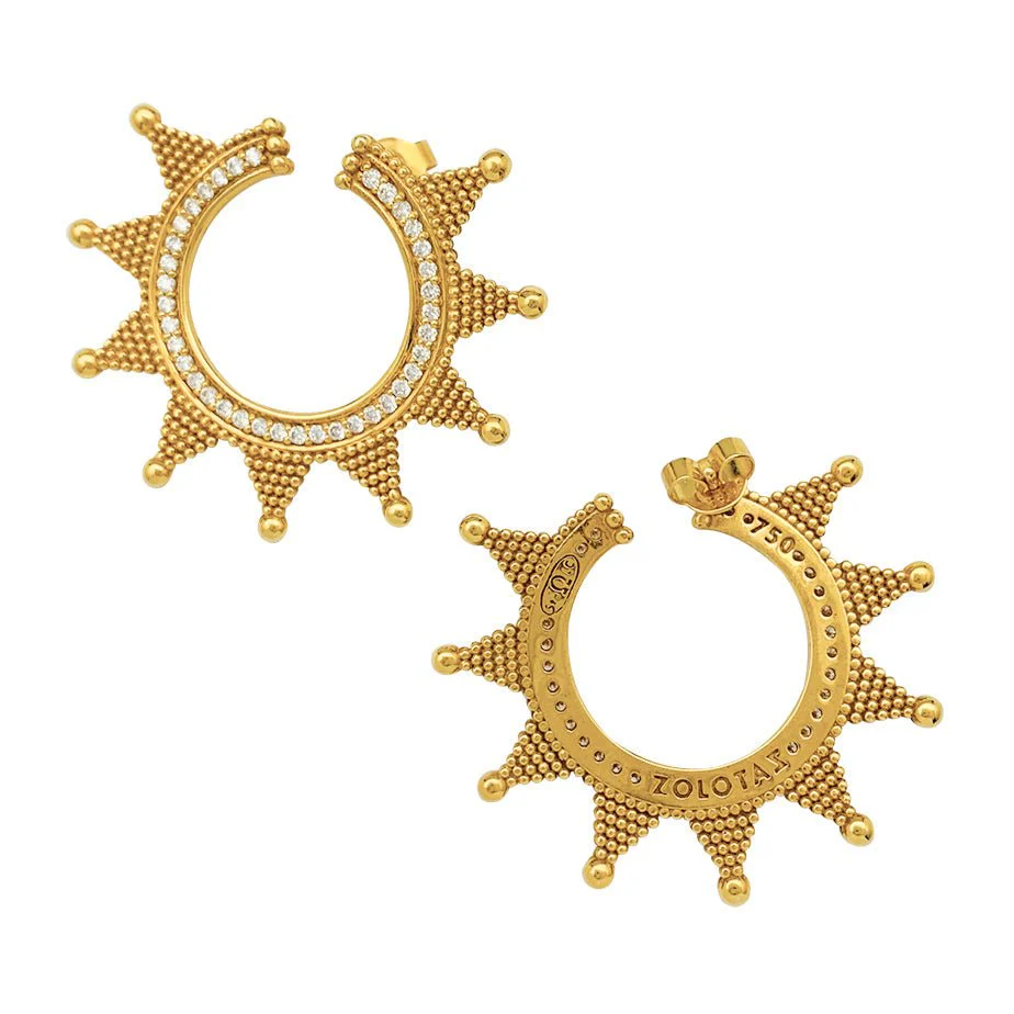 Boucles d'oreilles Zolotas, "Helios" en or jaune et diamants - Image 4