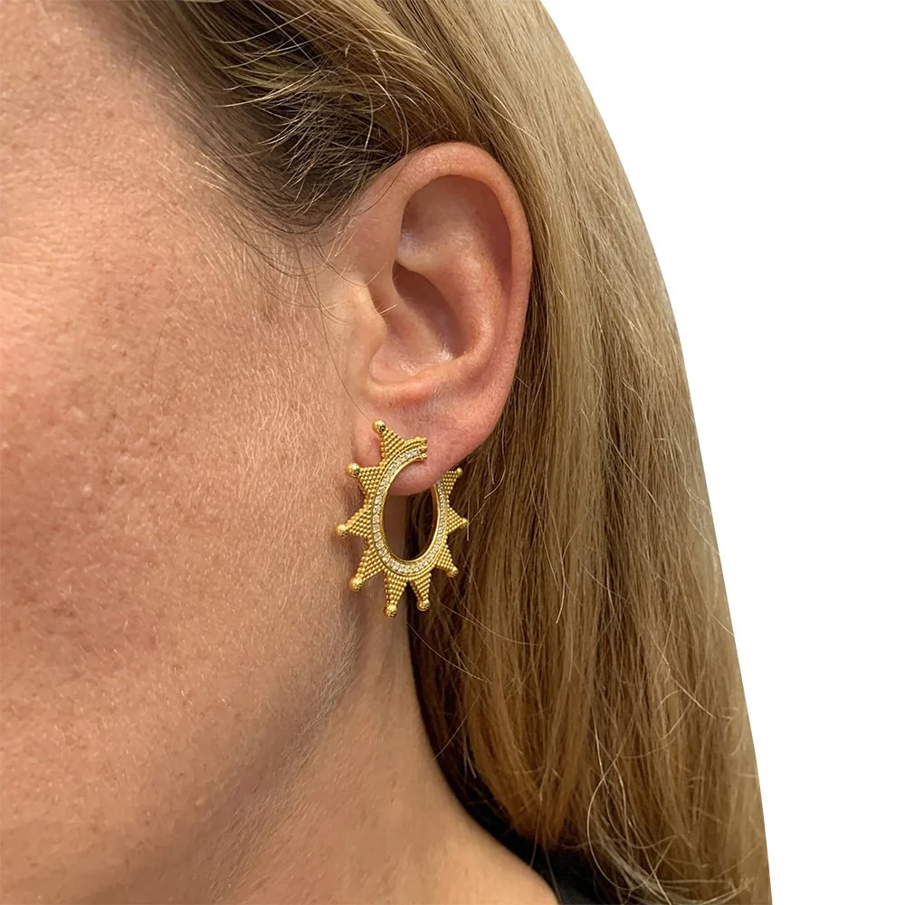 Boucles d'oreilles Zolotas, "Helios" en or jaune et diamants - Image 5