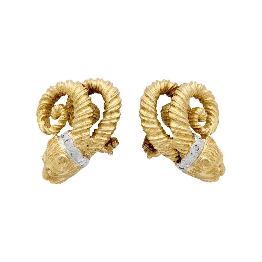 Boucles d'oreilles Clips ZOLOTAS en or jaune, or blanc, rubis et diamants - Image 4